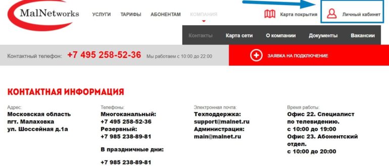 Малнет личный кабинет